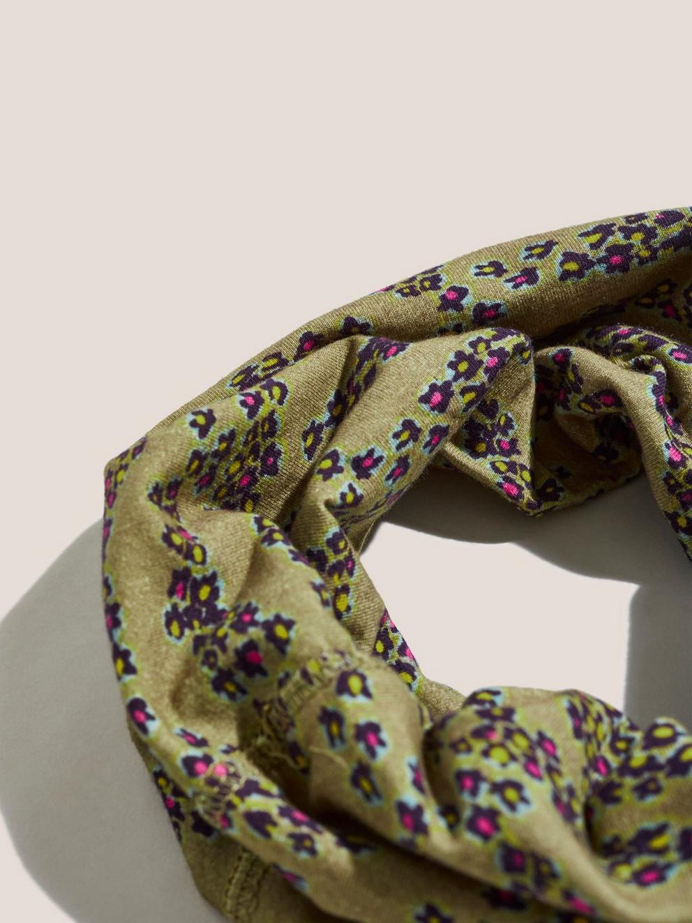 Verity Printed Viscose Scarf in IVY GREEN PRINT - FLAT BACK