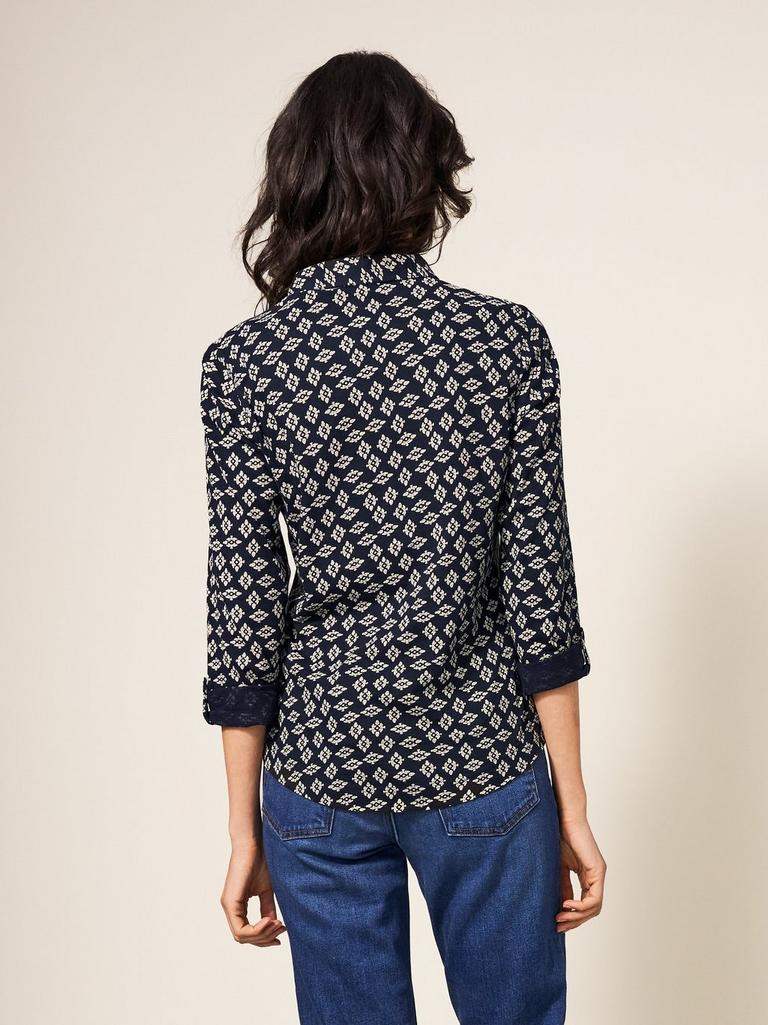 Memel Dobby Check Shirt in MULTI - MODEL BACK