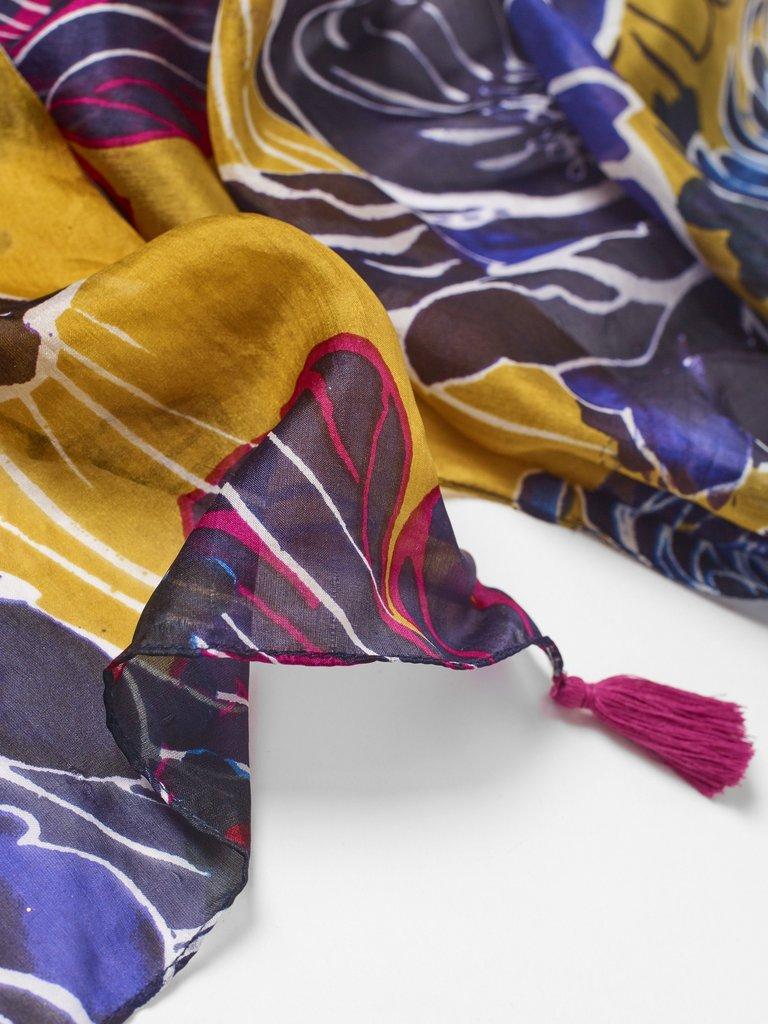 Scandi Square Silk Scarf in MULTI - FLAT DETAIL