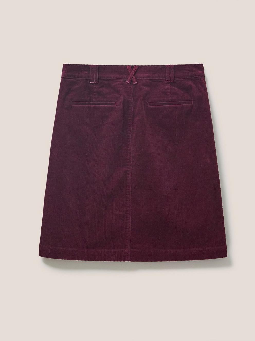 Clocktower Bloom Cord Skirt in MULBERRY PINK PLAIN - FLAT BACK