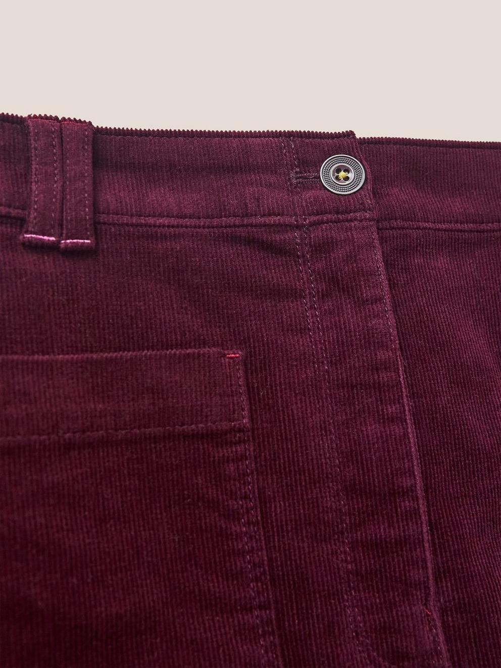 Clocktower Bloom Cord Skirt in MULBERRY PINK PLAIN - FLAT DETAIL