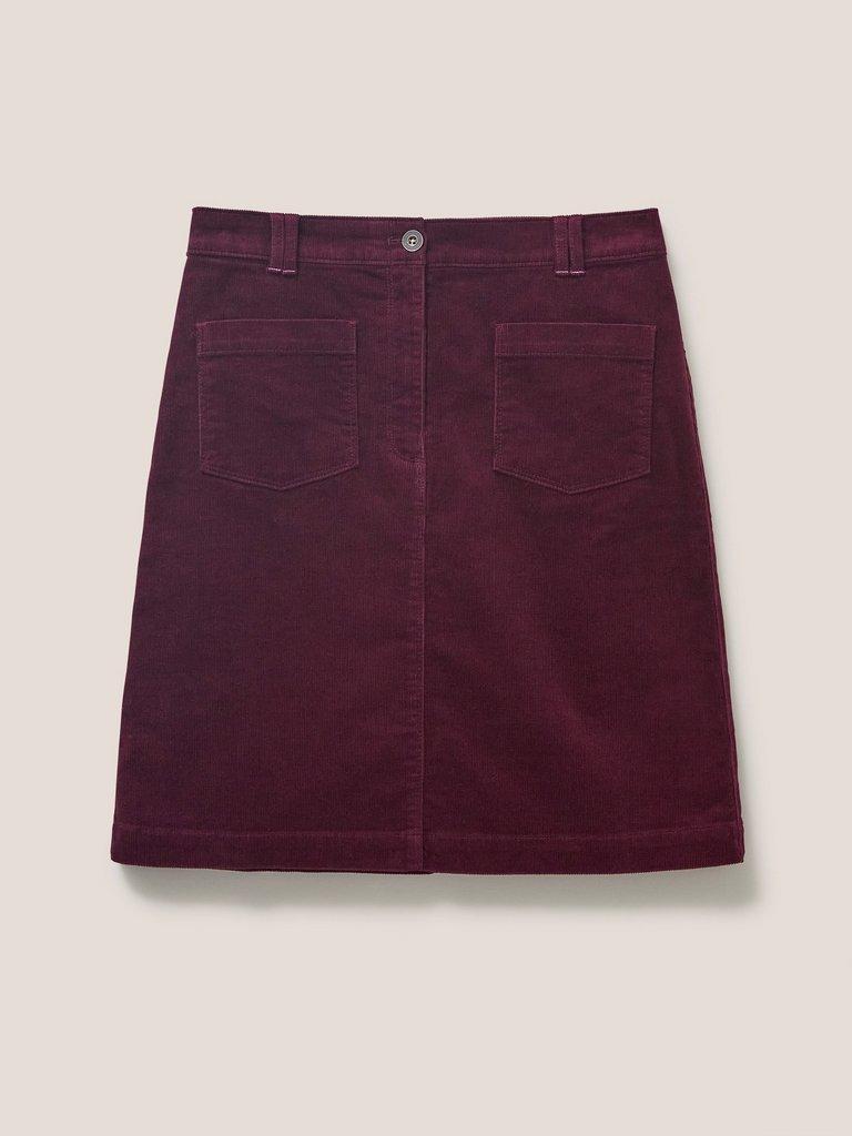 Clocktower Bloom Cord Skirt in MULBERRY PINK PLAIN - FLAT FRONT