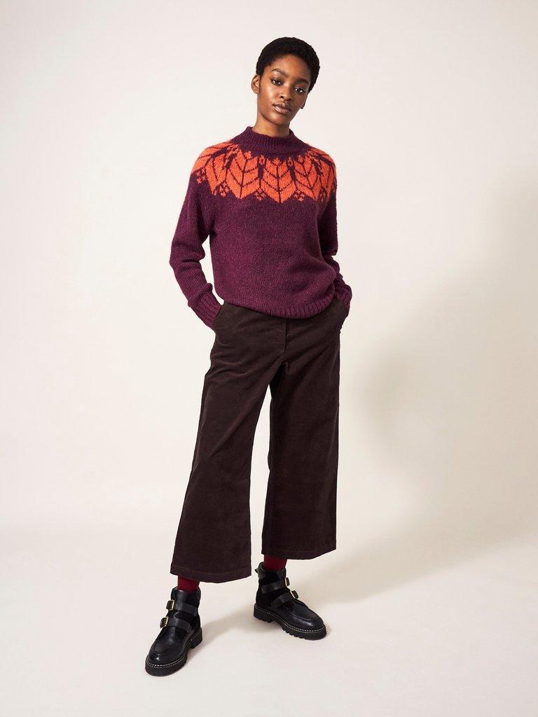 Willow Slim Cord Trouser in MOLE - MODEL FRONT