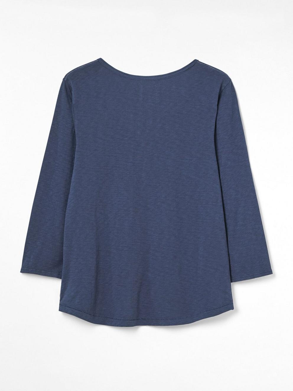 Sundance Jersey Top in STONE BLUE PLAIN - FLAT BACK