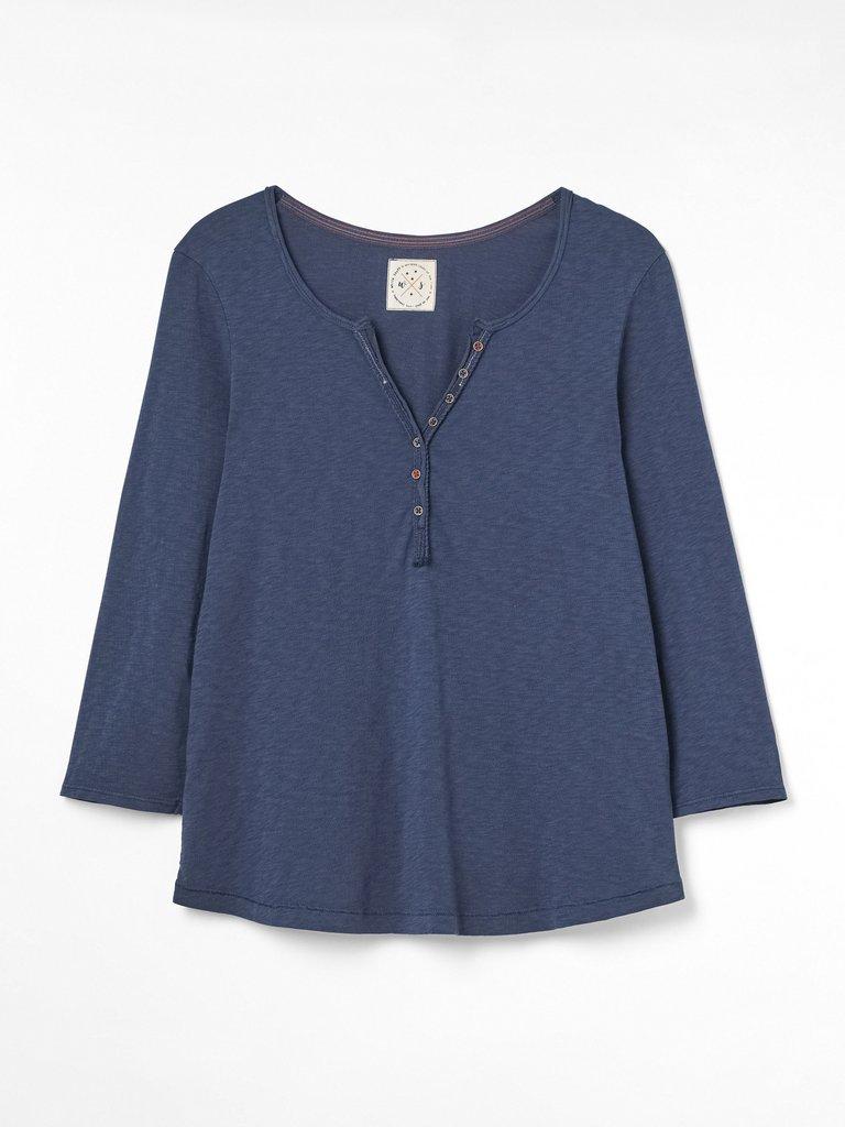 Sundance Jersey Top in STONE BLUE PLAIN - FLAT FRONT