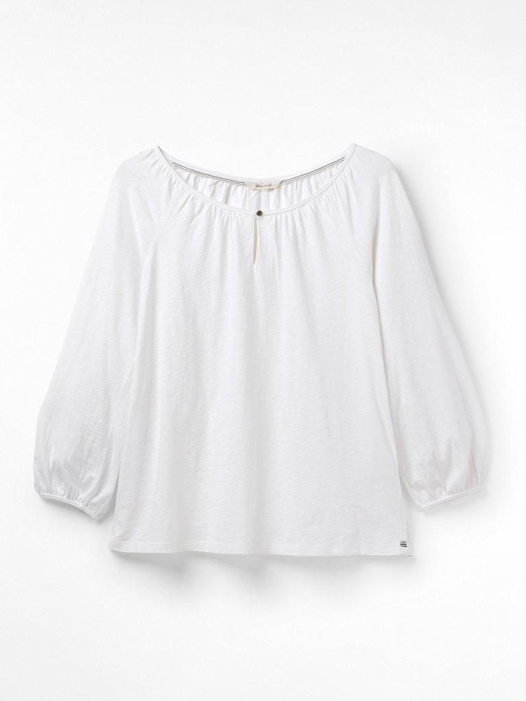 Sundance Jersey Top in WHITE PLAIN - FLAT FRONT