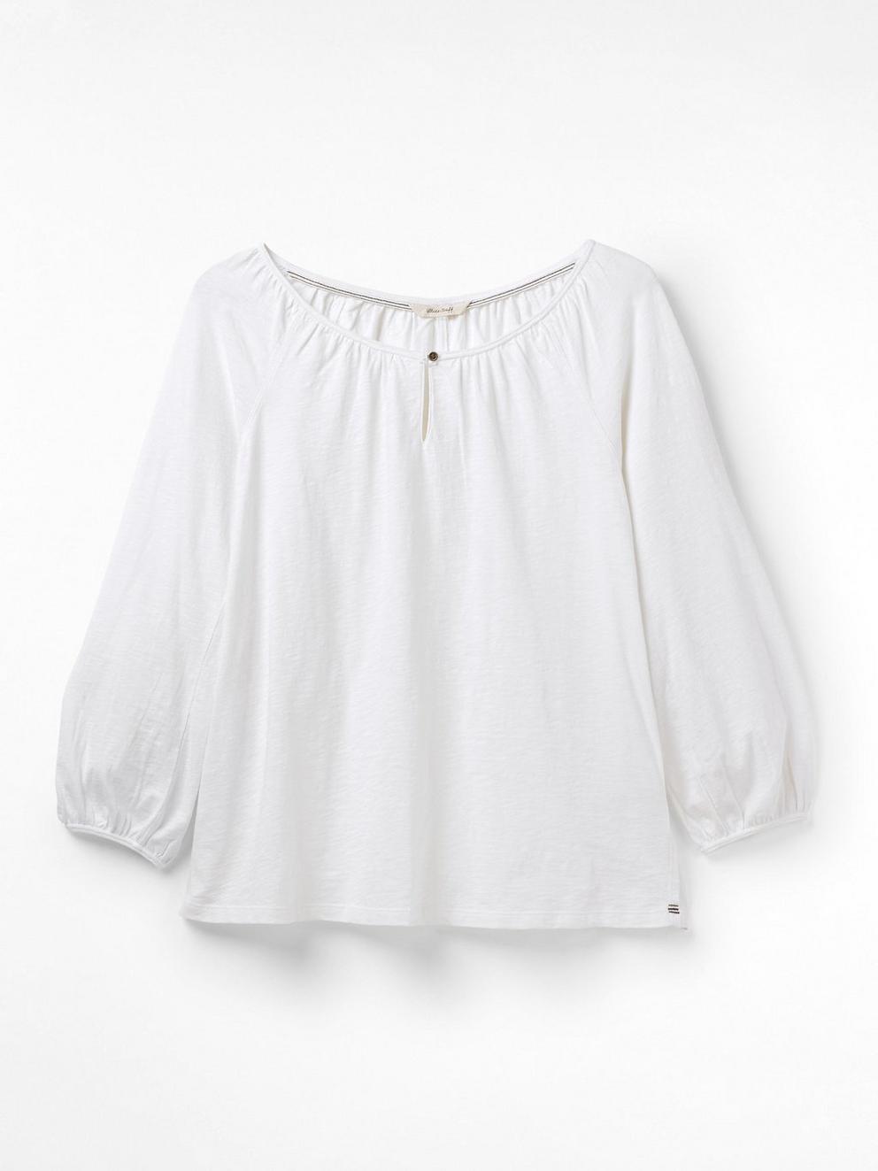 Sundance Jersey Top in WHITE PLAIN - FLAT FRONT