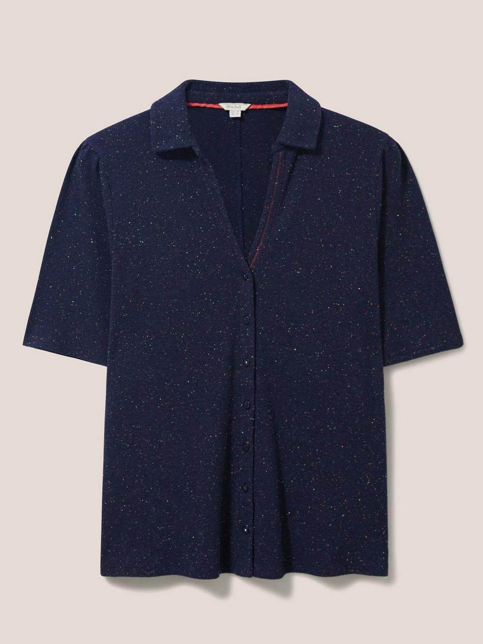 Garden Power Shirt in NAVY PLAIN - FLAT FRONT