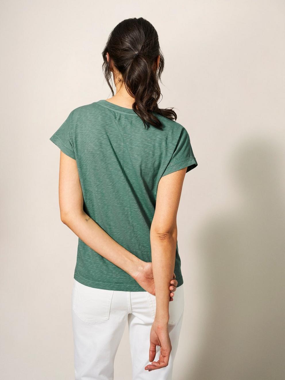 Golden Avenue Jersey Tee in SEAFOAM GREEN PLAIN - MODEL BACK