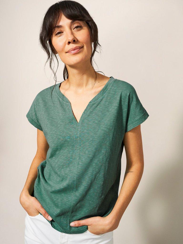 Golden Avenue Jersey Tee in SEAFOAM GREEN PLAIN - MODEL FRONT