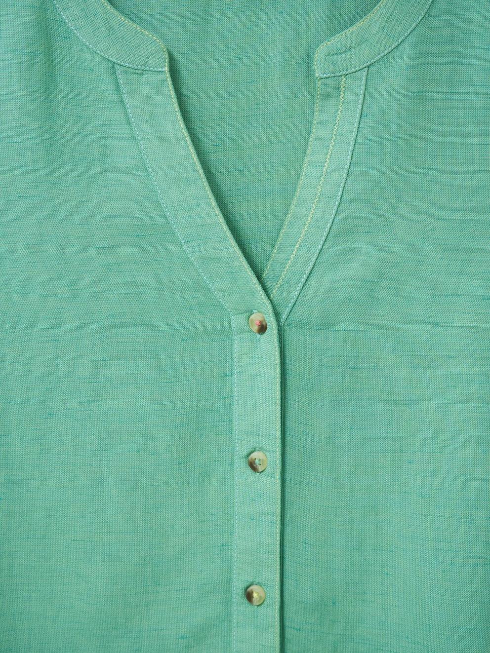 Lucky Jersey Shirt in SEAFOAM GREEN PLAIN - FLAT DETAIL