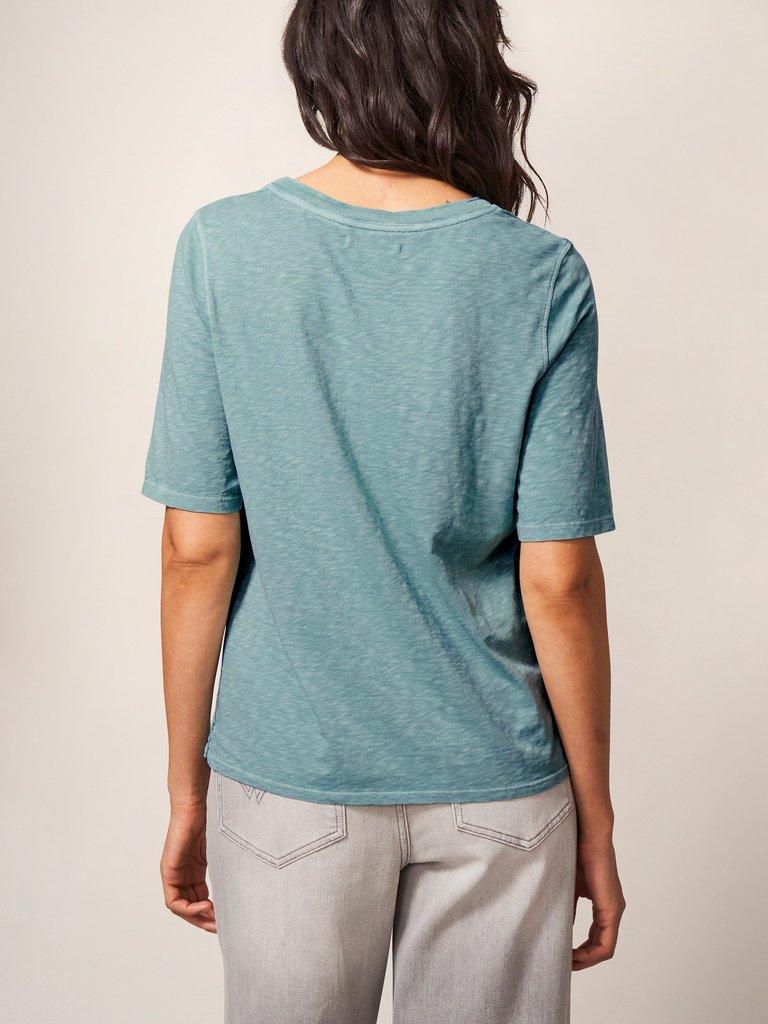 Ting Time Jersey Tee in SEAFOAM GREEN PLAIN - MODEL BACK