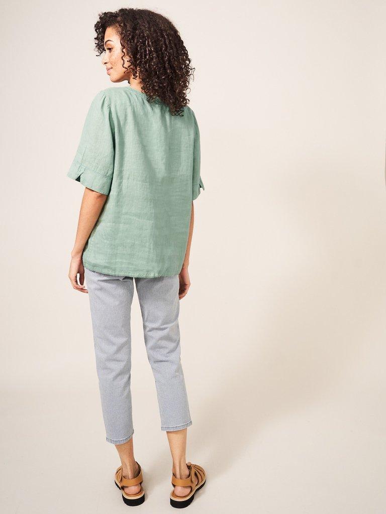 Viola Jersey Tee in SEAFOAM GREEN PLAIN - MODEL BACK