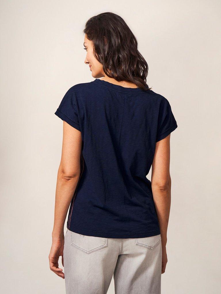 Knot a Lot of Time Jersey Tee in NAVY PLAIN - MODEL BACK