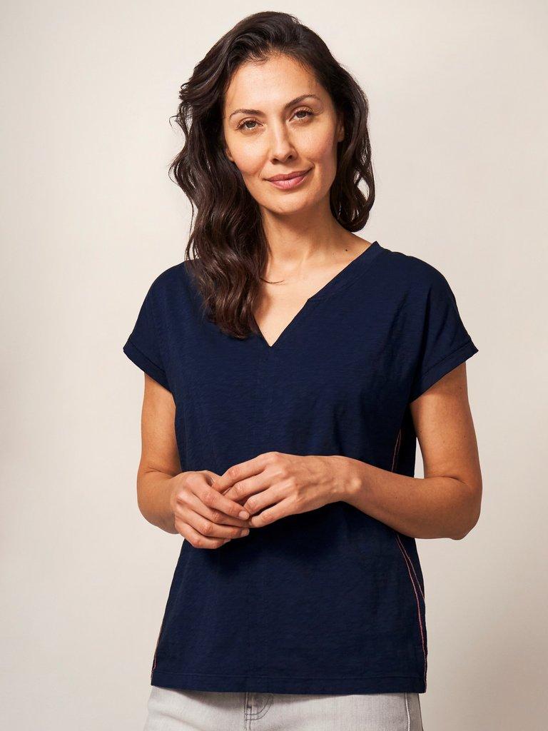 Knot a Lot of Time Jersey Tee in NAVY PLAIN - MODEL FRONT