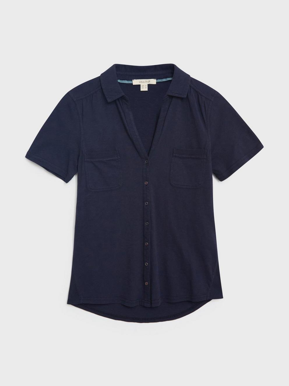 Organic Joyful Jersey Tee in NAVY PLAIN - FLAT FRONT