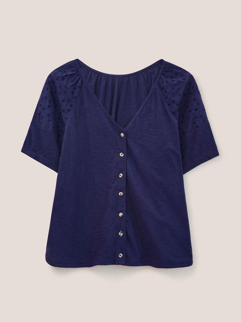 Organic Wrap Me Up Jersey Tee in NAVY PLAIN - FLAT FRONT