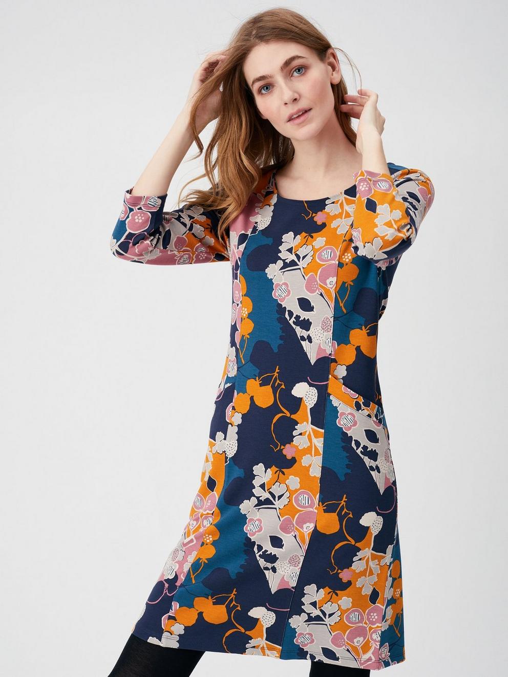 Pippa Dress in MULTI - MODEL FRONT