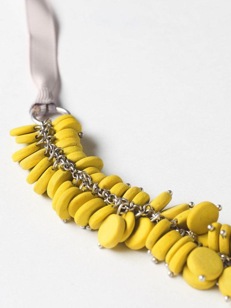 Cluster Monobead Necklace in YELLOW - FLAT DETAIL