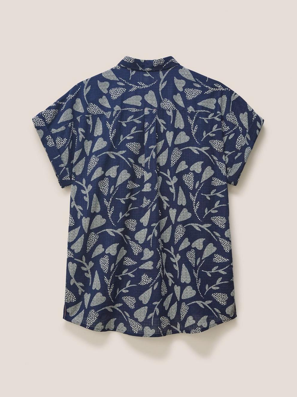 Philippa Polo Neck Jersey Tee in NAVY PLAIN - FLAT BACK