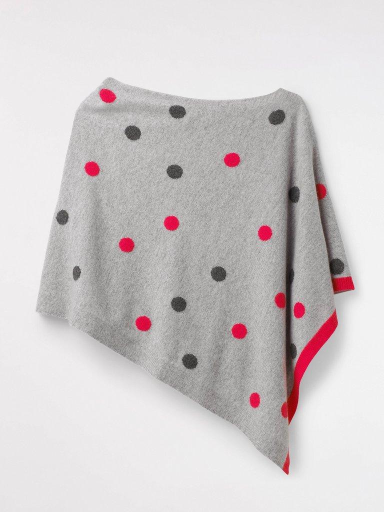 Cashmere Spot Poncho in GREY - FLAT FRONT