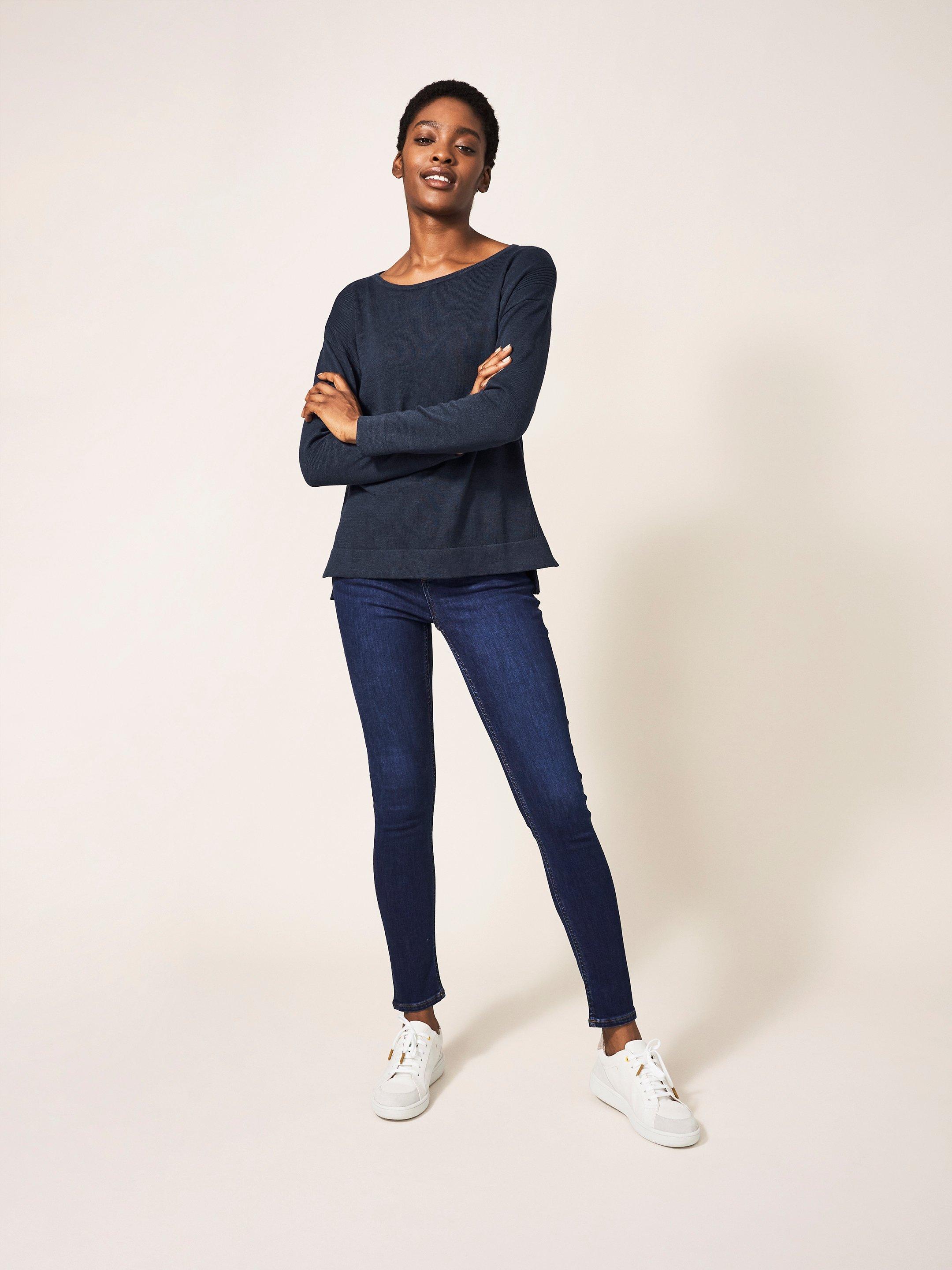 Olivia Jumper in FR NAVY - MODEL FRONT