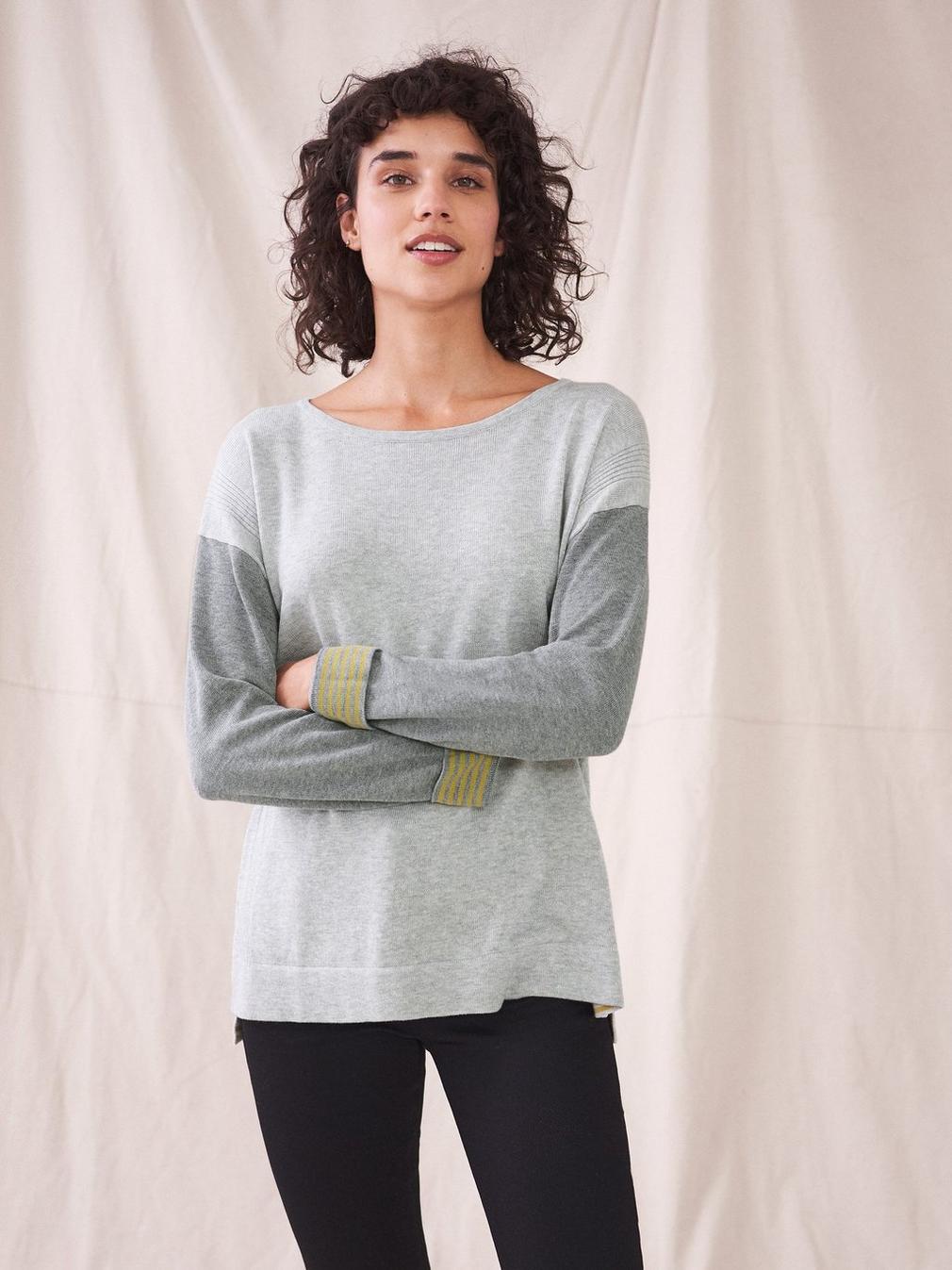 Olivia Jumper in GREY MARL - MODEL DETAIL