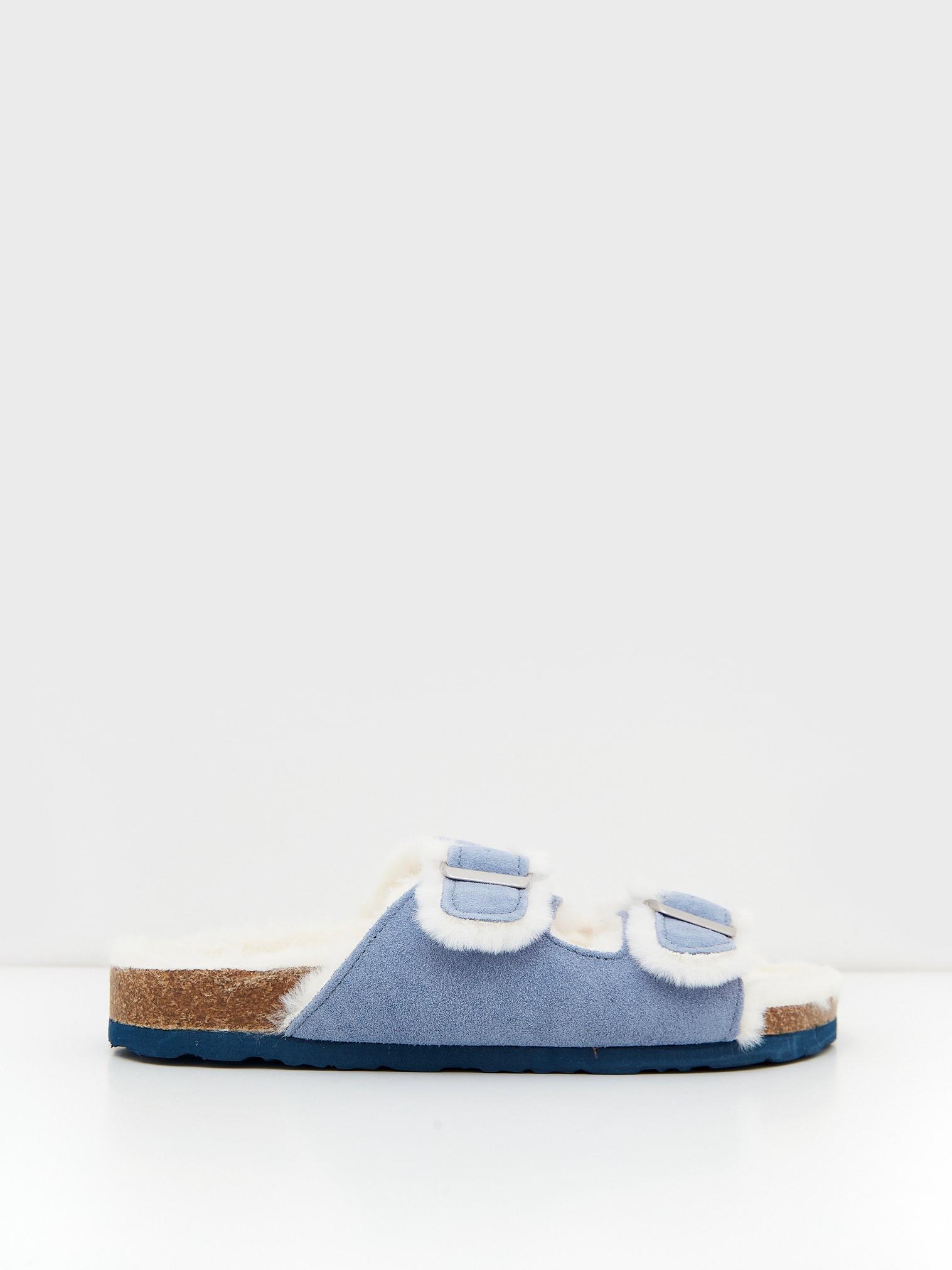 Phoebe Suede Footbed in LGT BLUE - MODEL FRONT