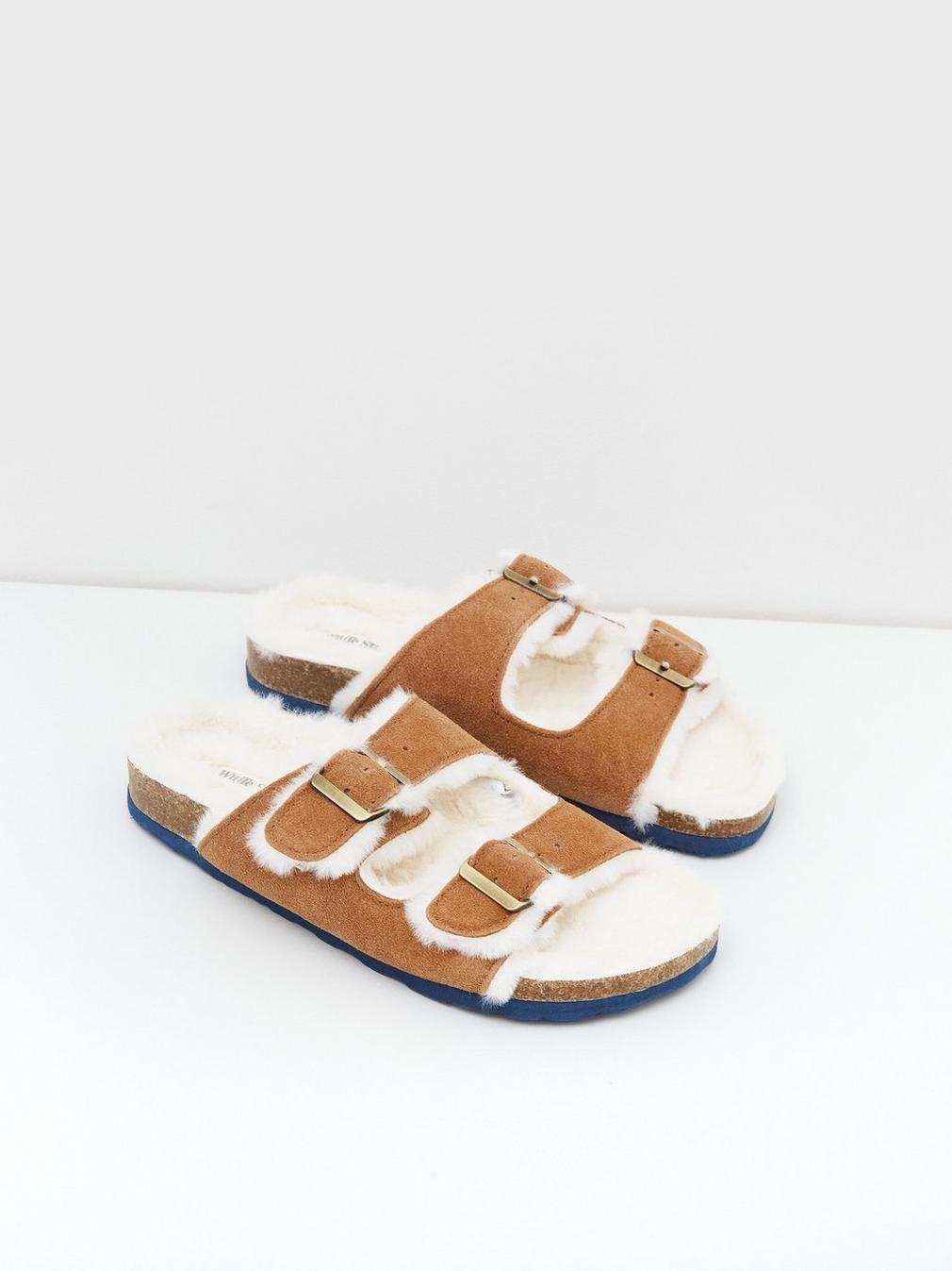 Phoebe Suede Footbed in MID TAN - FLAT FRONT