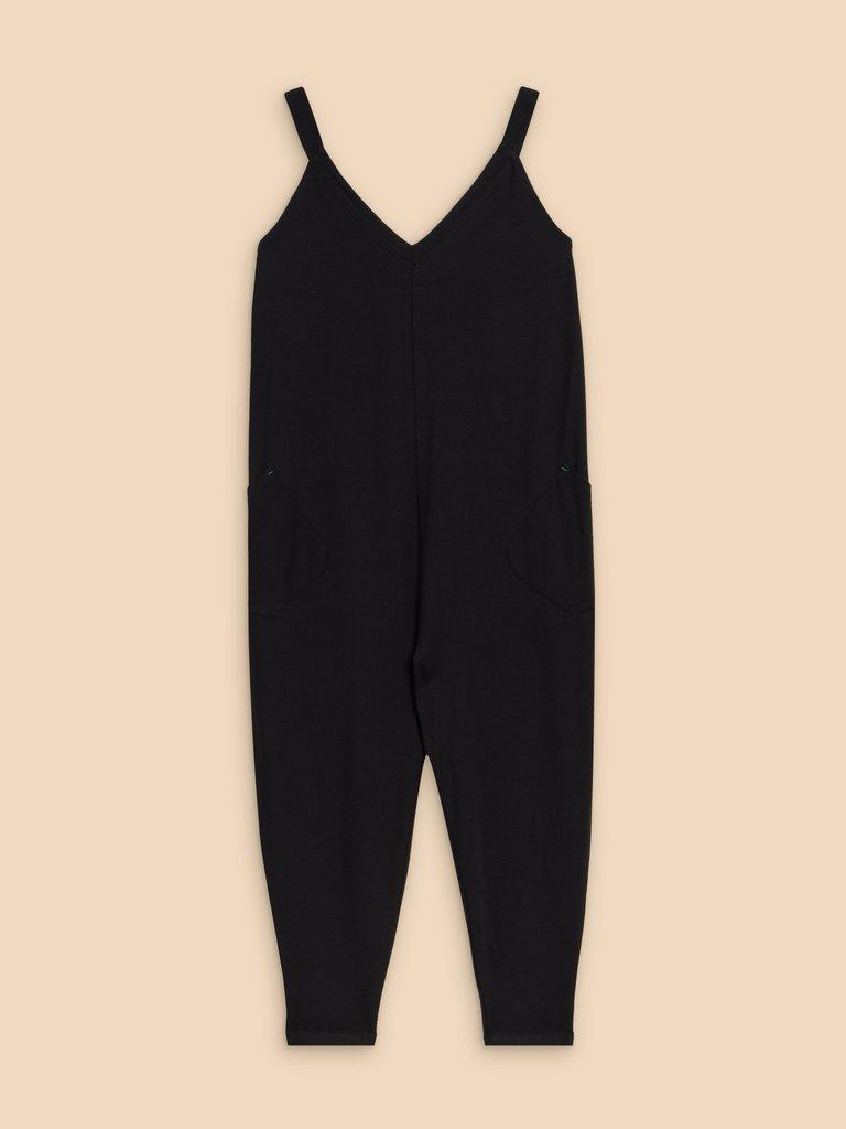 Selina Jersey Jumpsuit in PURE BLK - FLAT FRONT