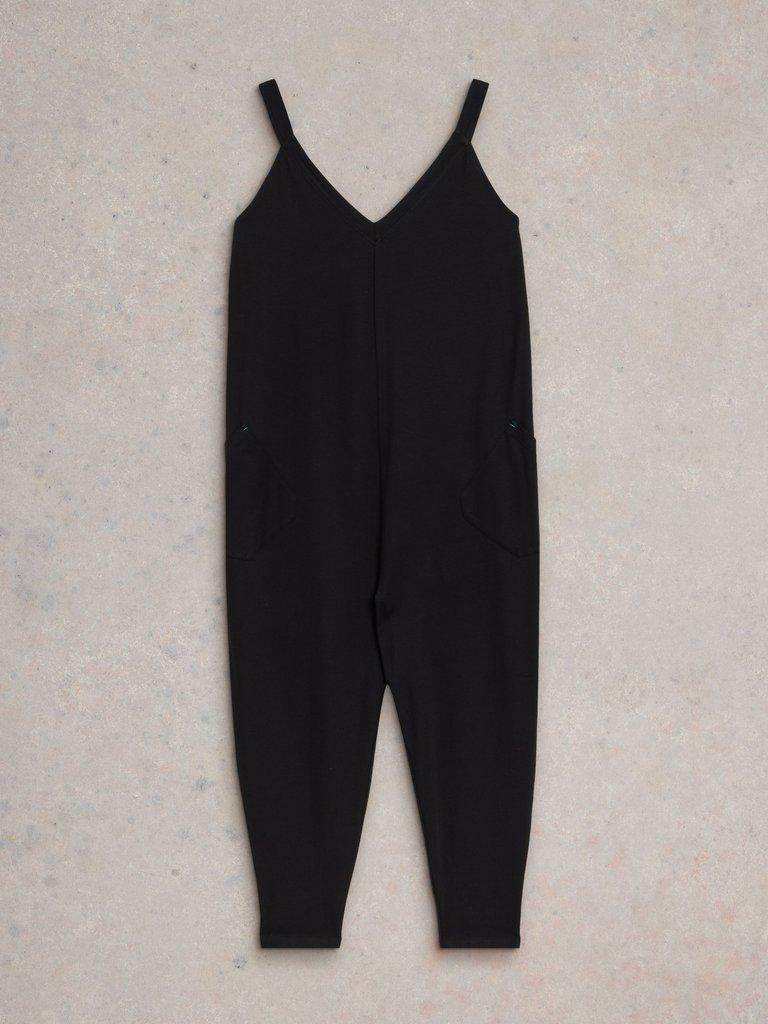 Selina Jersey Jumpsuit in PURE BLK - FLAT FRONT