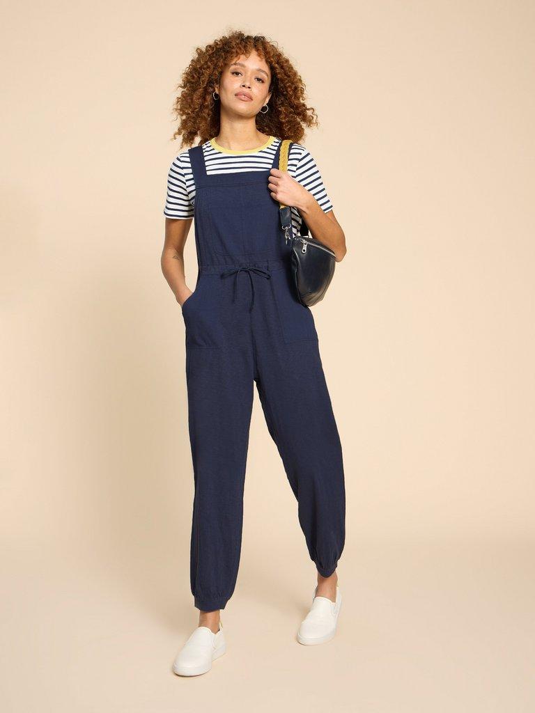 Daphne Jersey Dungaree in FR NAVY - LIFESTYLE