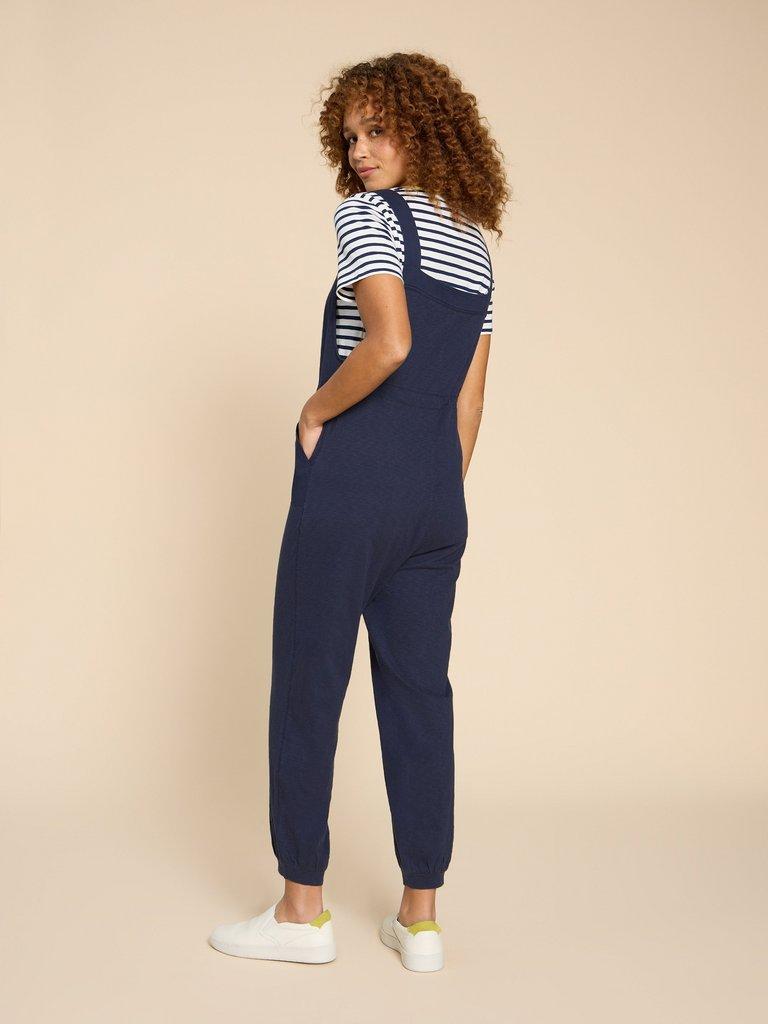 Daphne Jersey Dungaree in FR NAVY - MODEL BACK