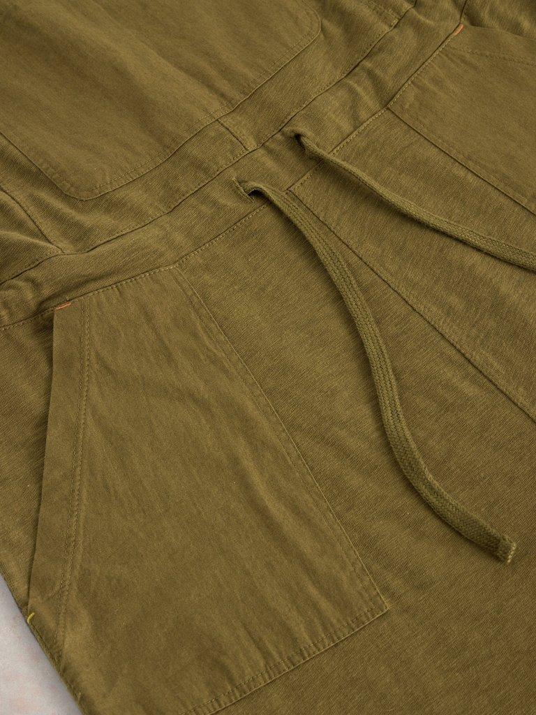Daphne Jersey Dungaree in KHAKI GRN - FLAT DETAIL