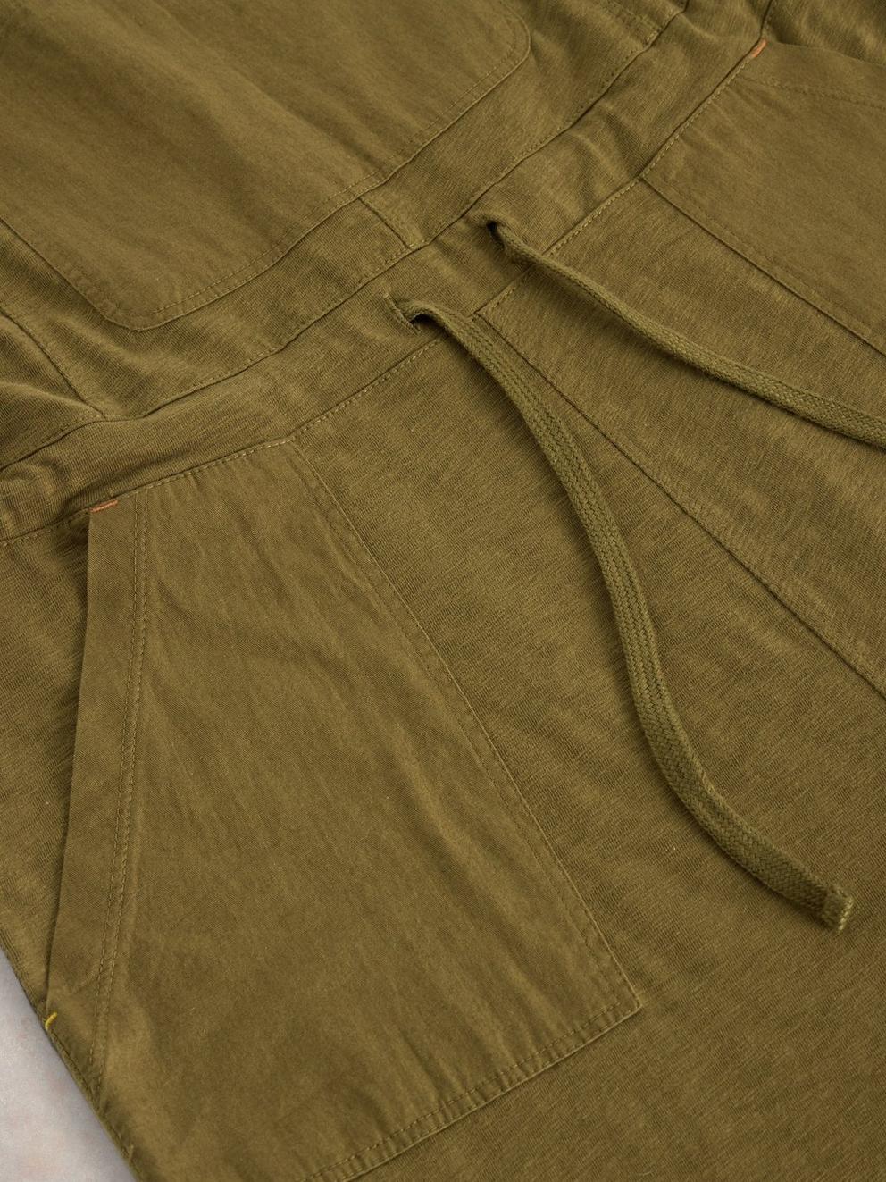 Daphne Jersey Dungaree in KHAKI GRN - FLAT DETAIL