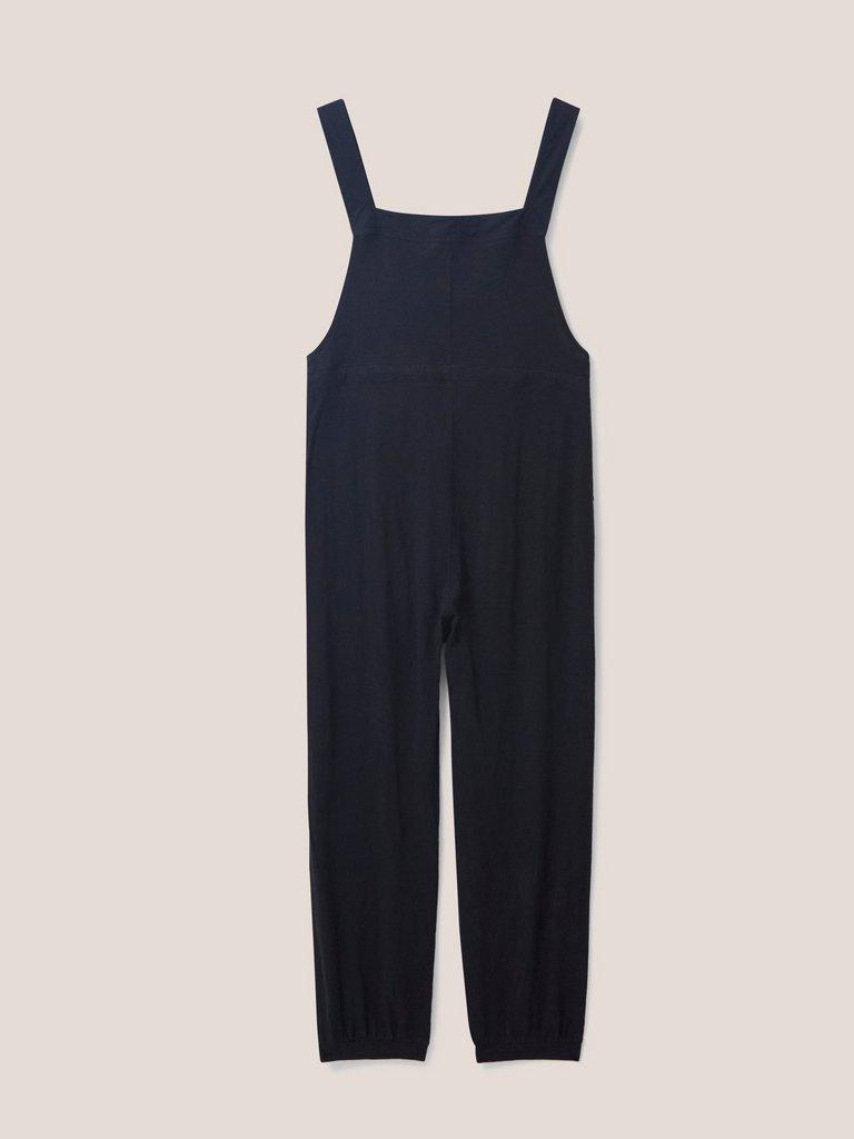 Daphne Jersey Dungaree in PURE BLK - FLAT BACK