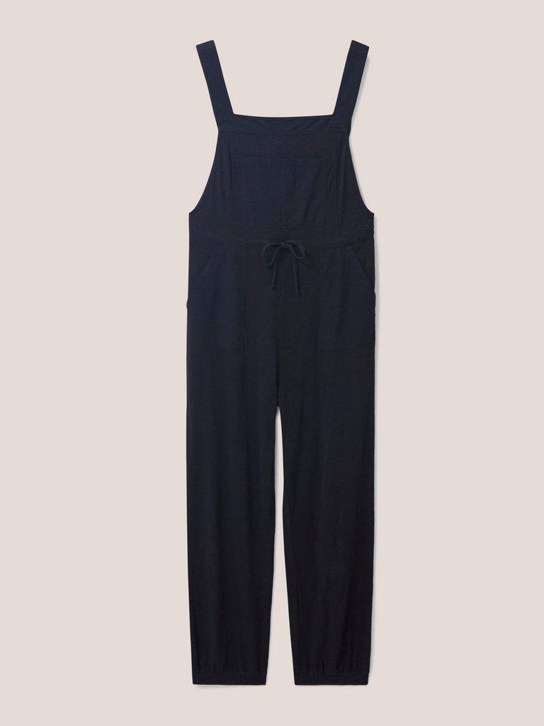 Daphne Jersey Dungaree in PURE BLK - FLAT FRONT