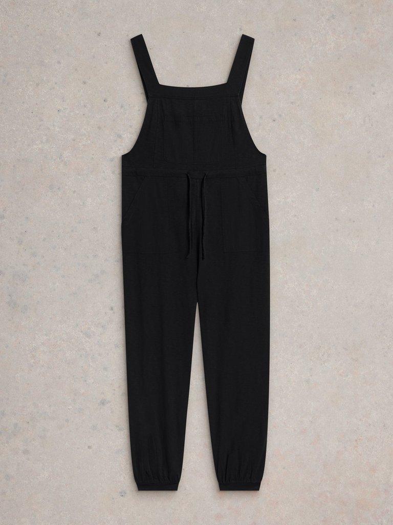 Daphne Jersey Dungaree in PURE BLACK