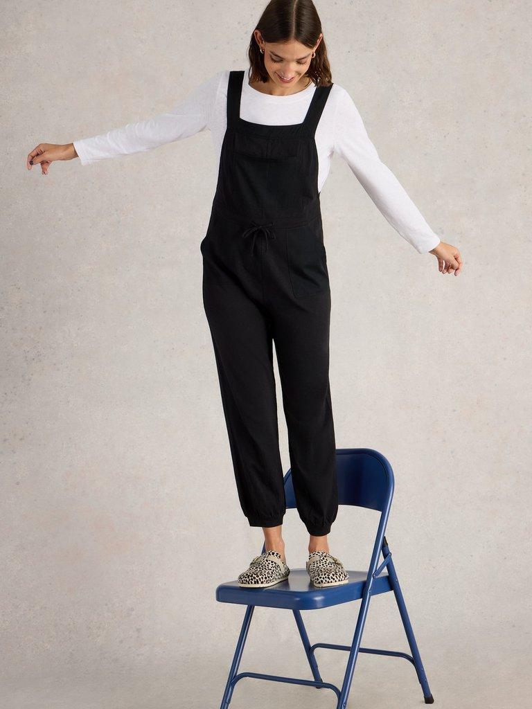 White Stuff Viola Linen Dungarees, Pure Black, Pure Black at John Lewis &  Partners