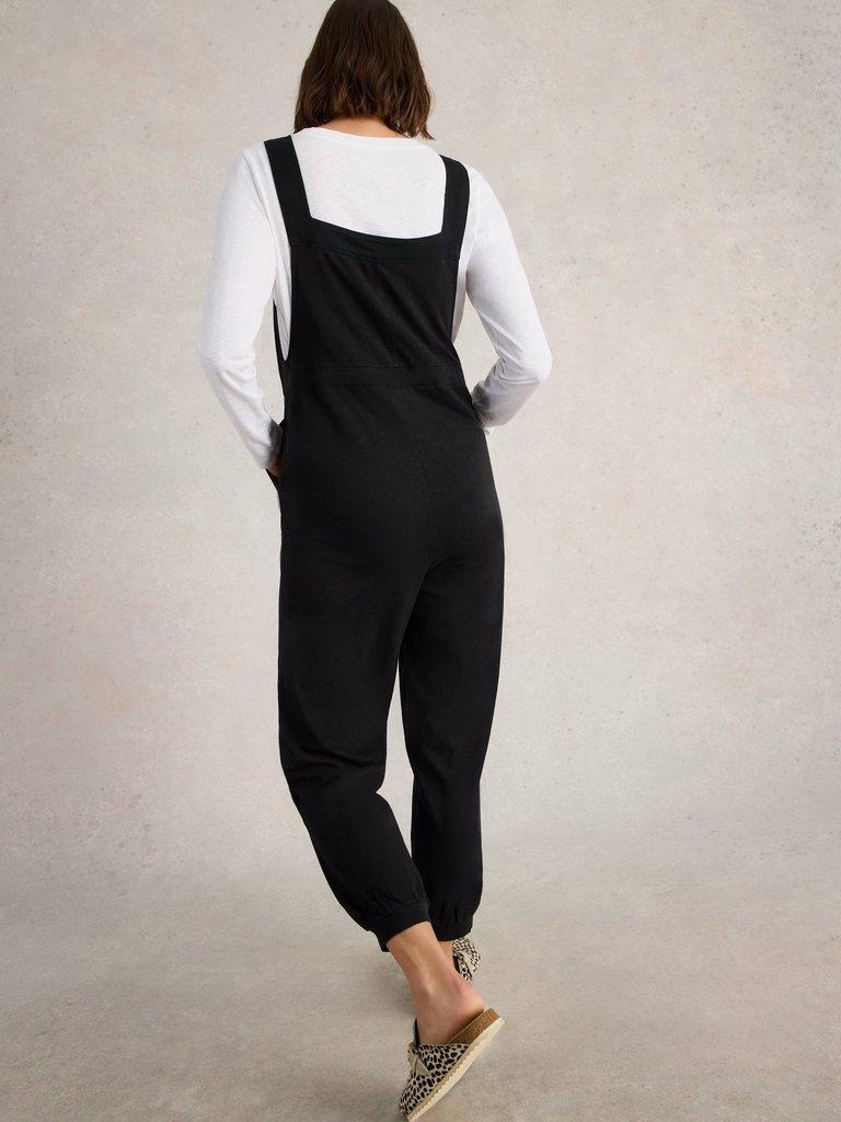 Daphne Jersey Dungaree in PURE BLACK