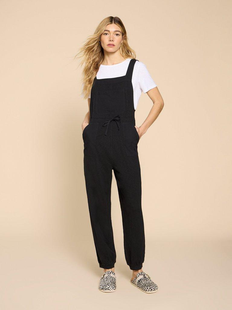 Daphne Jersey Dungaree in PURE BLACK | White Stuff