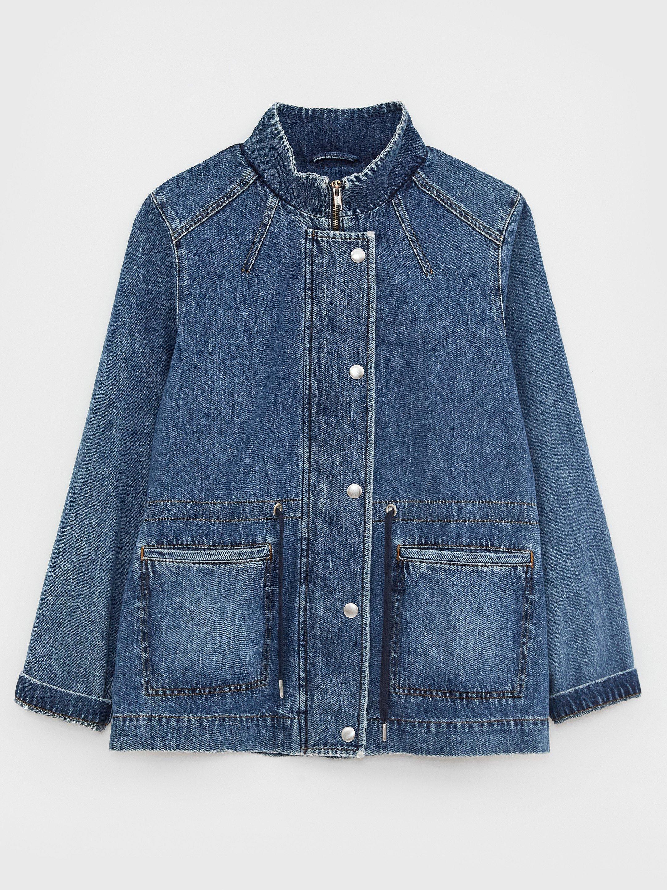 Layla Denim Jacket in MID DENIM - FLAT FRONT