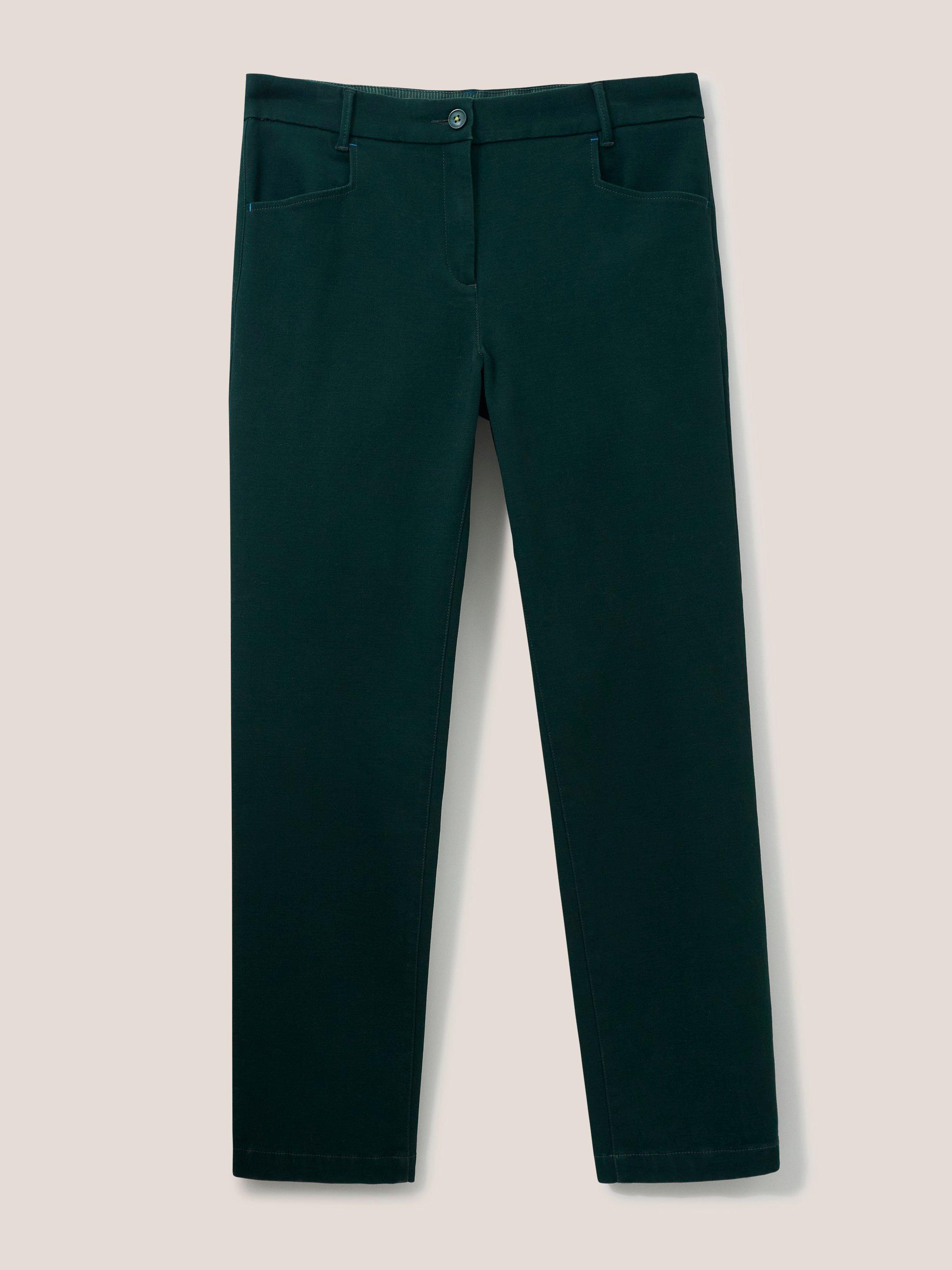 Sienna Stretch Trouser in DK GREEN - FLAT FRONT