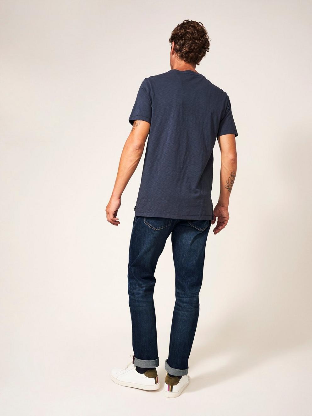 Harwood Straight Jean in DK BLUE - MODEL BACK