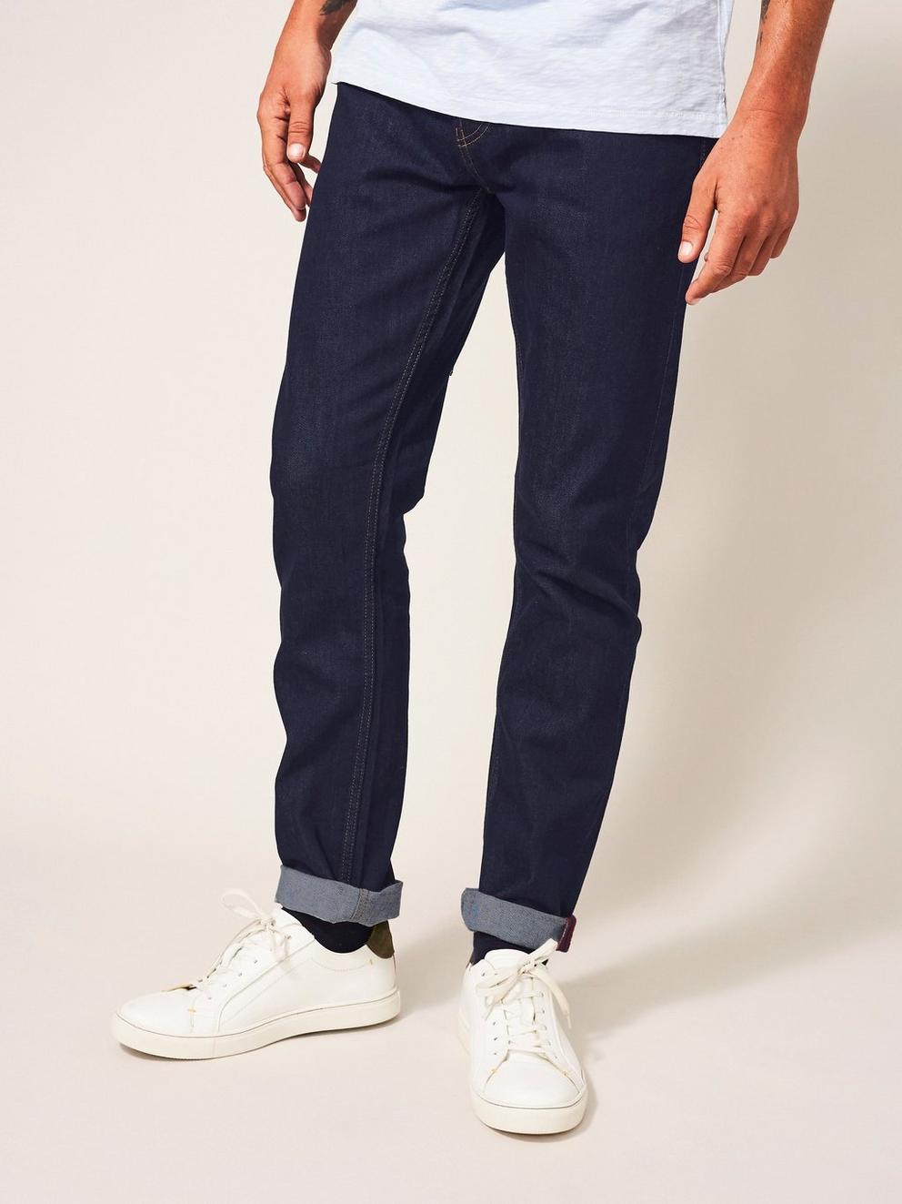 Harwood Straight Jean in DK DENIM - MODEL FRONT