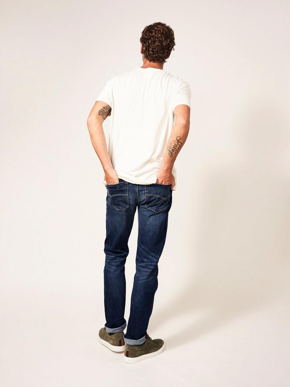 Harwood Straight Jean in MID DENIM - MODEL BACK