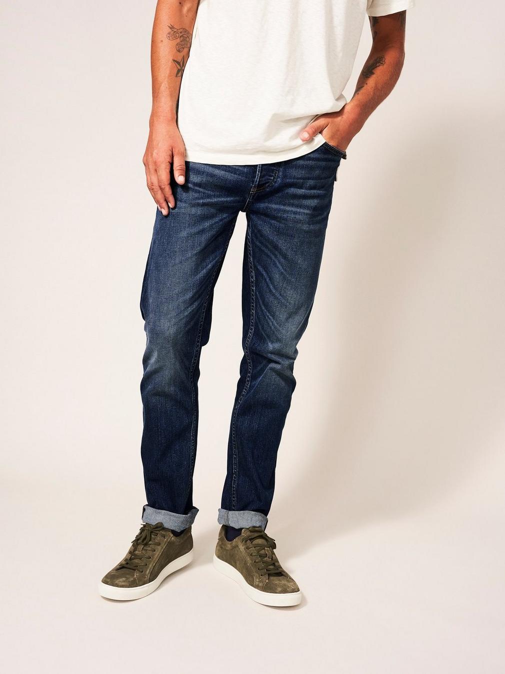 Harwood Straight Jean in MID DENIM - MODEL FRONT