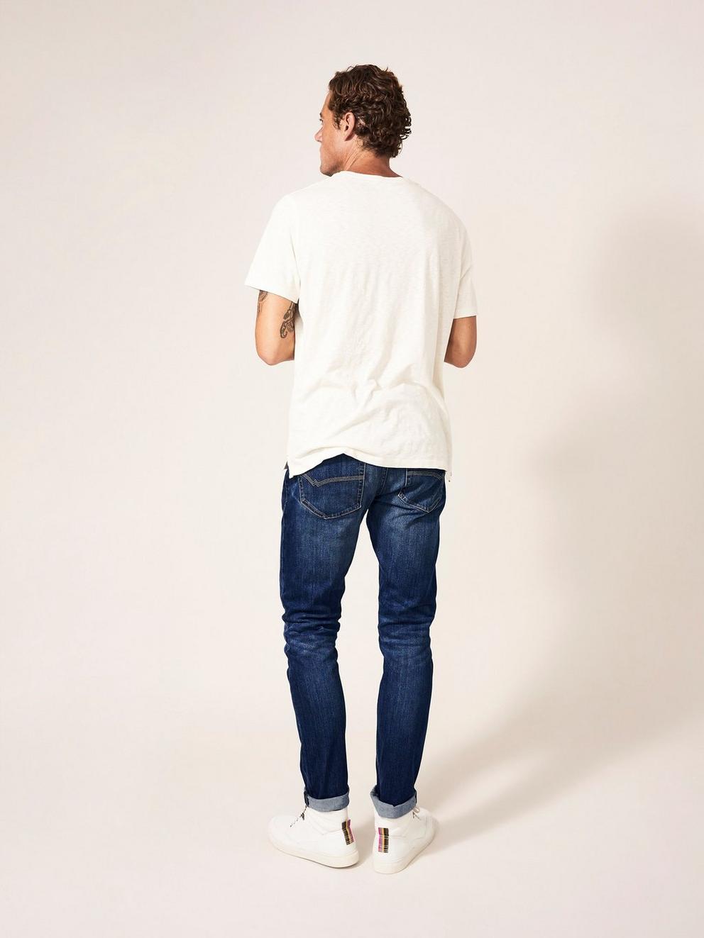 Harwood Slim Jean in MID DENIM - MODEL BACK