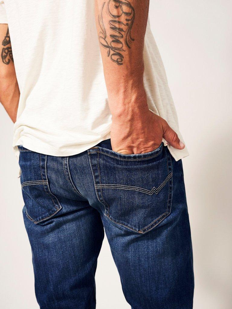 Harwood Slim Jean in MID DENIM - MODEL DETAIL