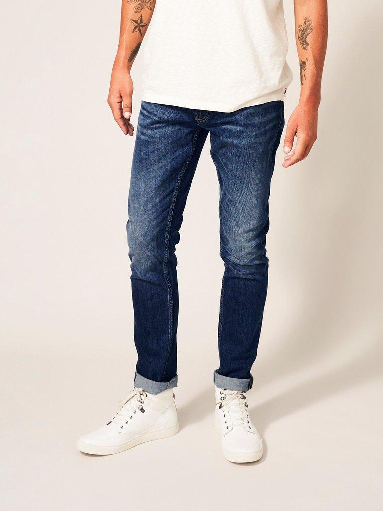 Harwood Slim Jean in MID DENIM - MODEL FRONT